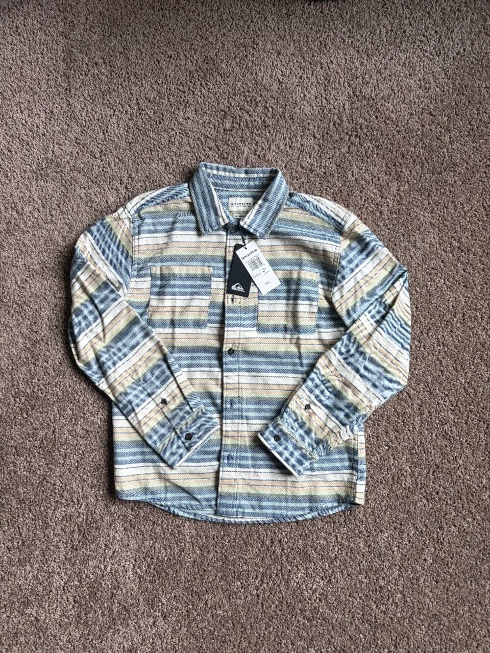 NWT Quiksilver Super Soft Cotton Flannel Stanton LS Overshirt, M/12 Youth